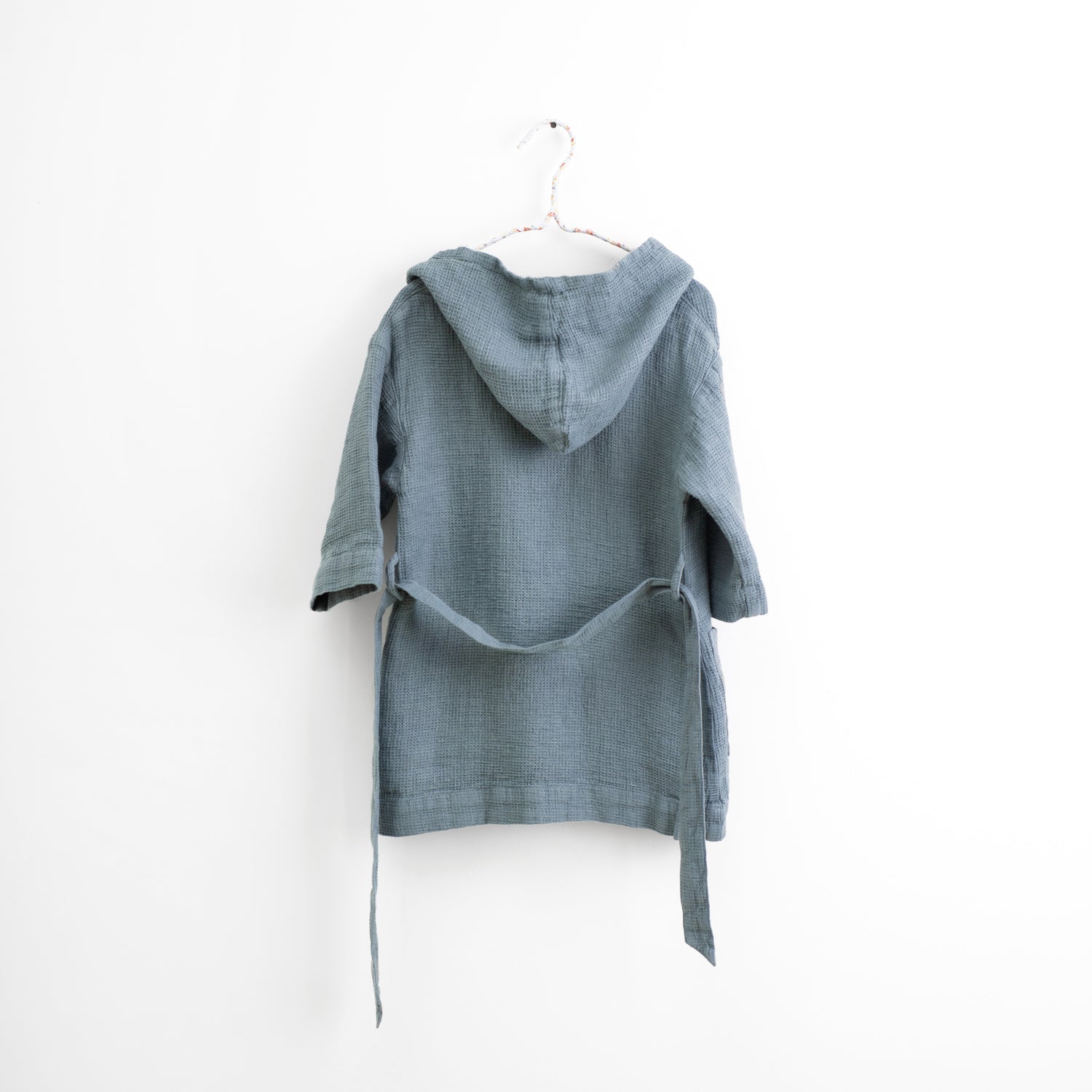 Linen Bathrobe for Kids - Blue Fog