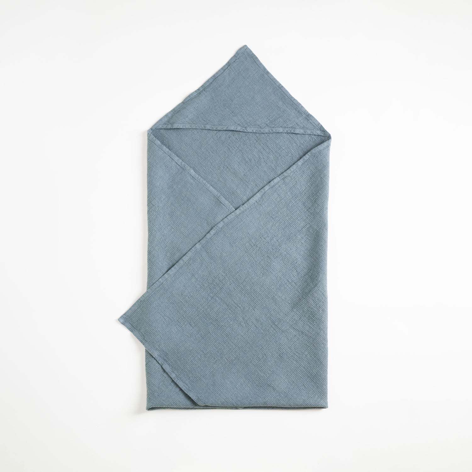 Linen Hooded Waffle Towel for Kids - Blue Fog