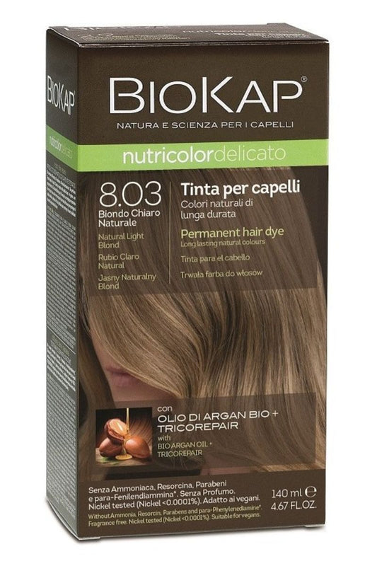 Püsivärv BIOKAP NUTRICOLOR DELICATO 8.03 naturaalne heleblond