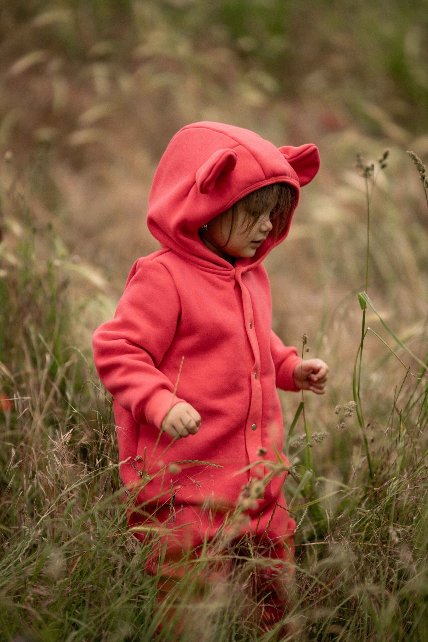 Eared Jumpsuit for Babies and Kids - Coral