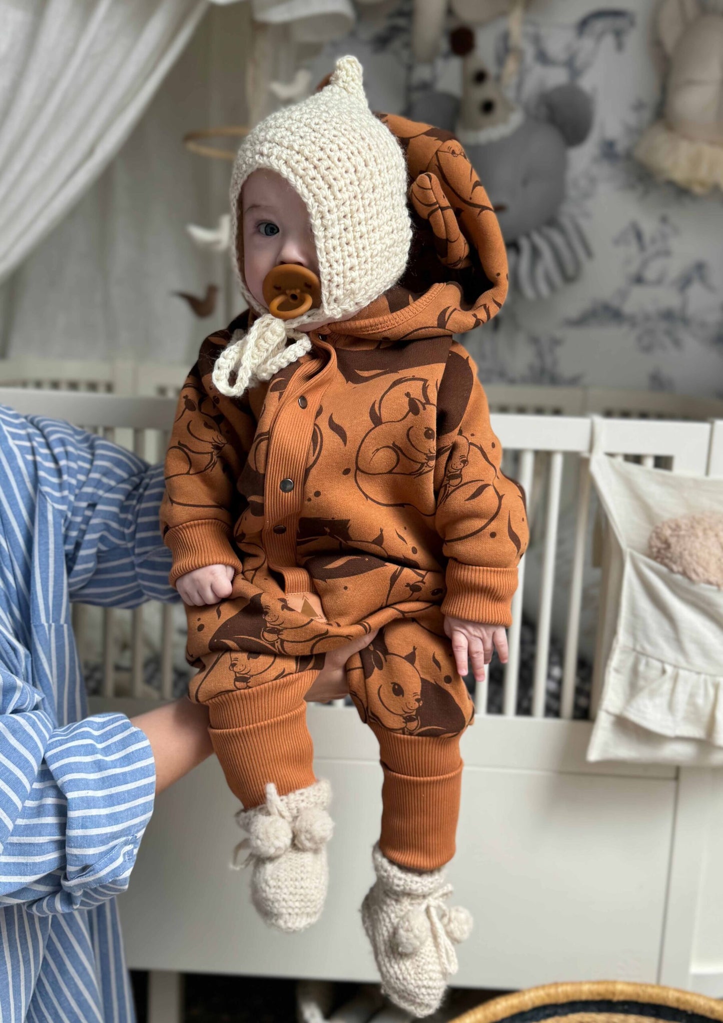 Eared Jumpsuit for Babies and Kids - Cinnamon Squirrel