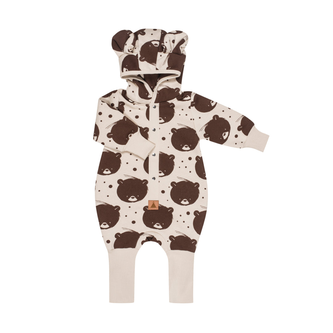 Eared Jumpsuit for Babies and Kids - Beige Bear