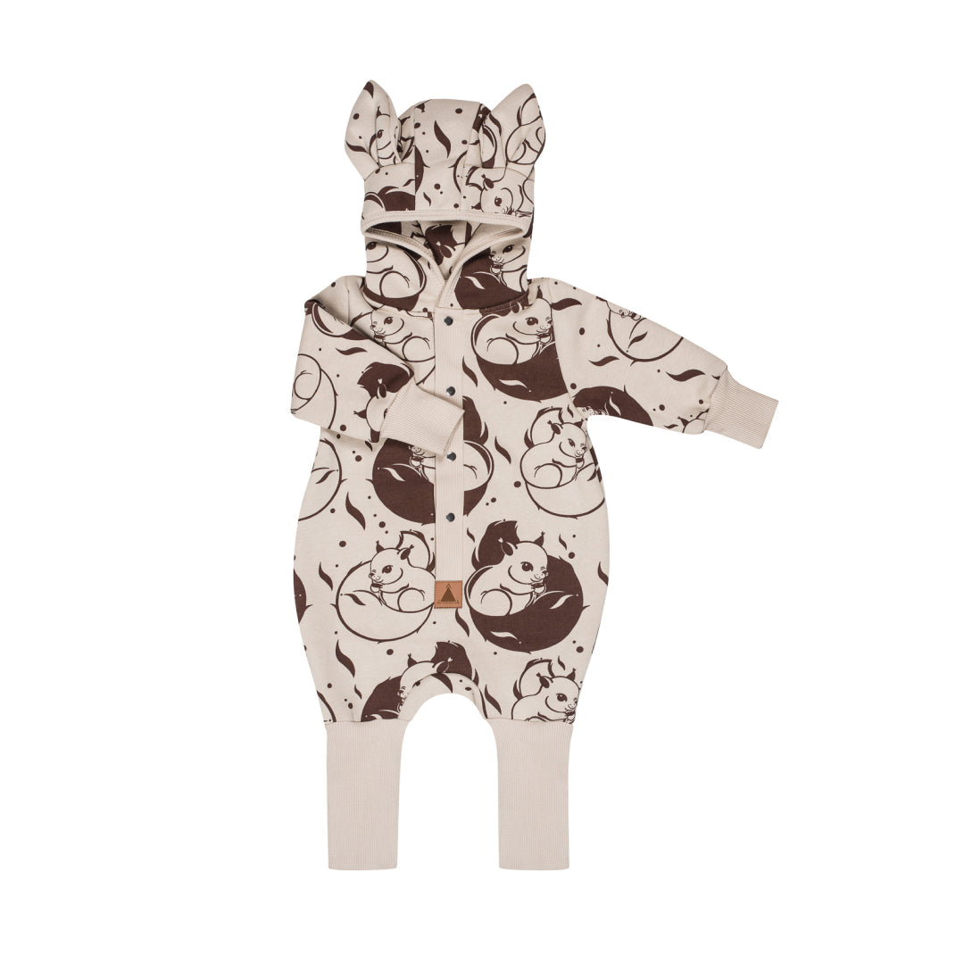 Eared Jumpsuit for Babies and Kids - Beige Squirrel