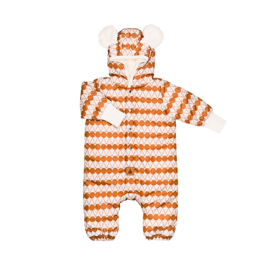 Winter Jumpsuit with Teddy Lining for Babies and Kids - Orange Dots