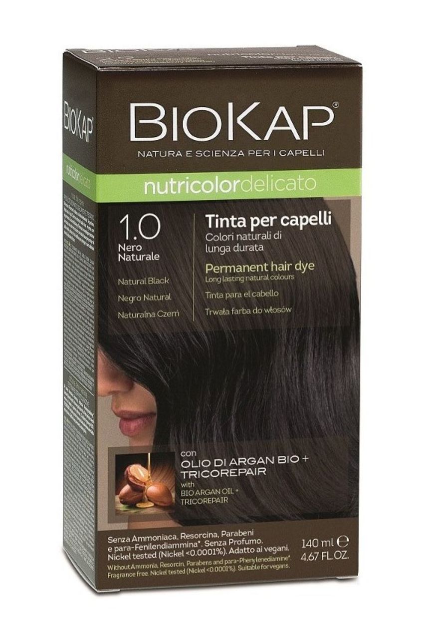 Püsivärv BIOKAP NUTRICOLOR DELICATO 1.0 naturaalne must